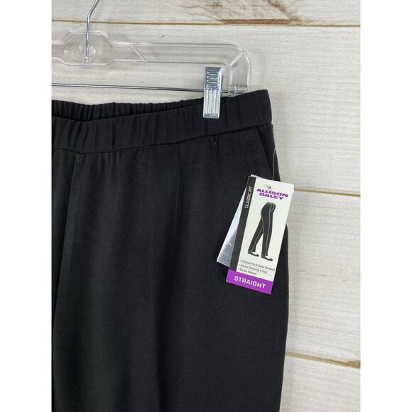 NWT Allison Daley Womens Size 14 Pants Straight Leg Pull On Black Pockets - Picture 2 of 9